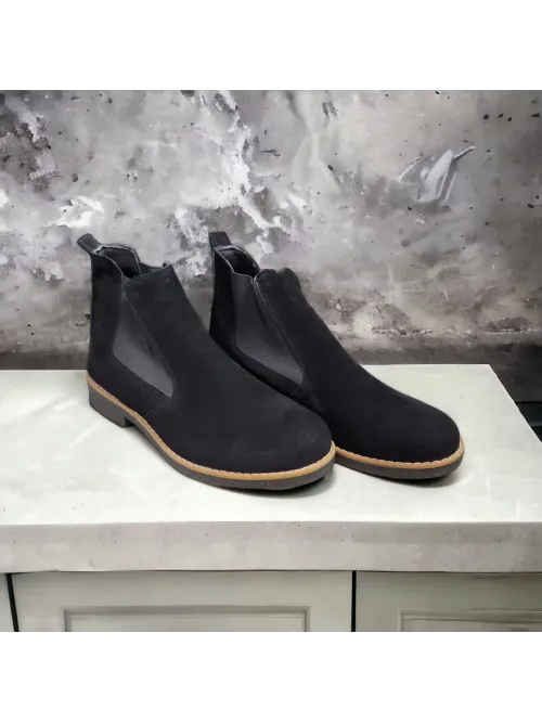 Ghete CHELSEA PIELE INTOARSA NEGRU