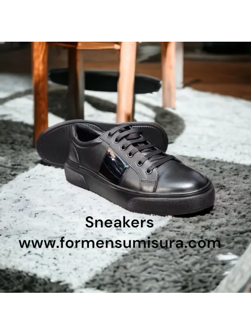 Sneaker negri din piele naturala